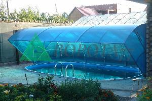 Навес для бассейна голубой из поликарбоната цена фото заказать