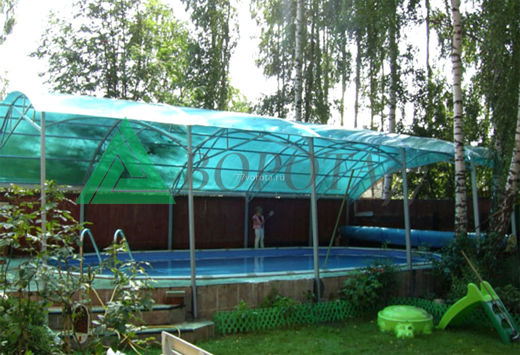 Арочный навес над бассейном из поликарбоната - фото 5630