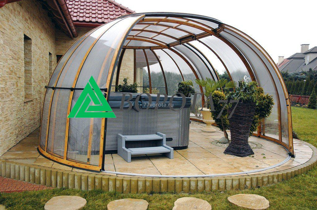 Навес для бассейна "купол" из поликарбоната для частного дома - фото 5708